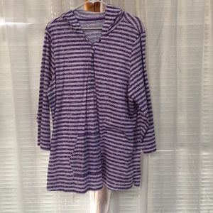 Purple and white long sleeve shirt
